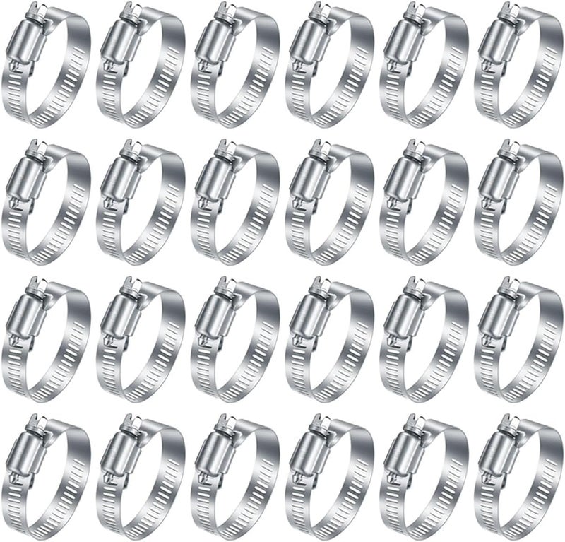 Haespot Hose Clamps 20PCS, Stainless Steel, Radiator Hose Clamps, Small size, 5/8– 1"(16-25mm) Worm Gear Hose Clamp Kit,Small Metal Pipe Clamp Set for Automotive,Plumbing,Intercooler - Image 1